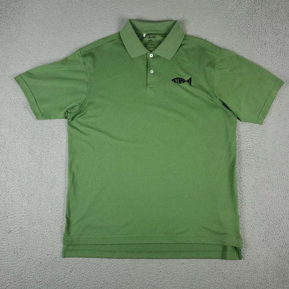 Adidas Polo Shirt Mens Size Large Green Golf Casual Short Sleeve